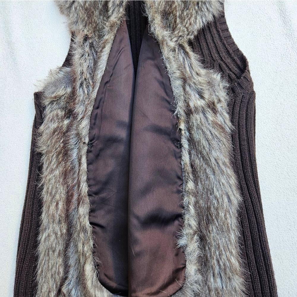 Madison Brown Faux Fur Sweater Vest - Picture 6 of 10